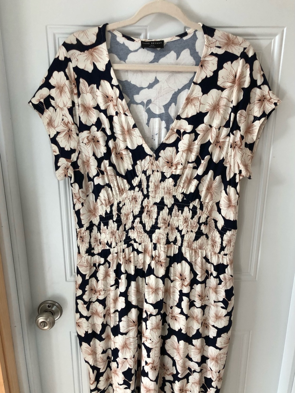 Lane Bryant Floral Stretch Smocked Midi Dress with Pockets Size 18/20